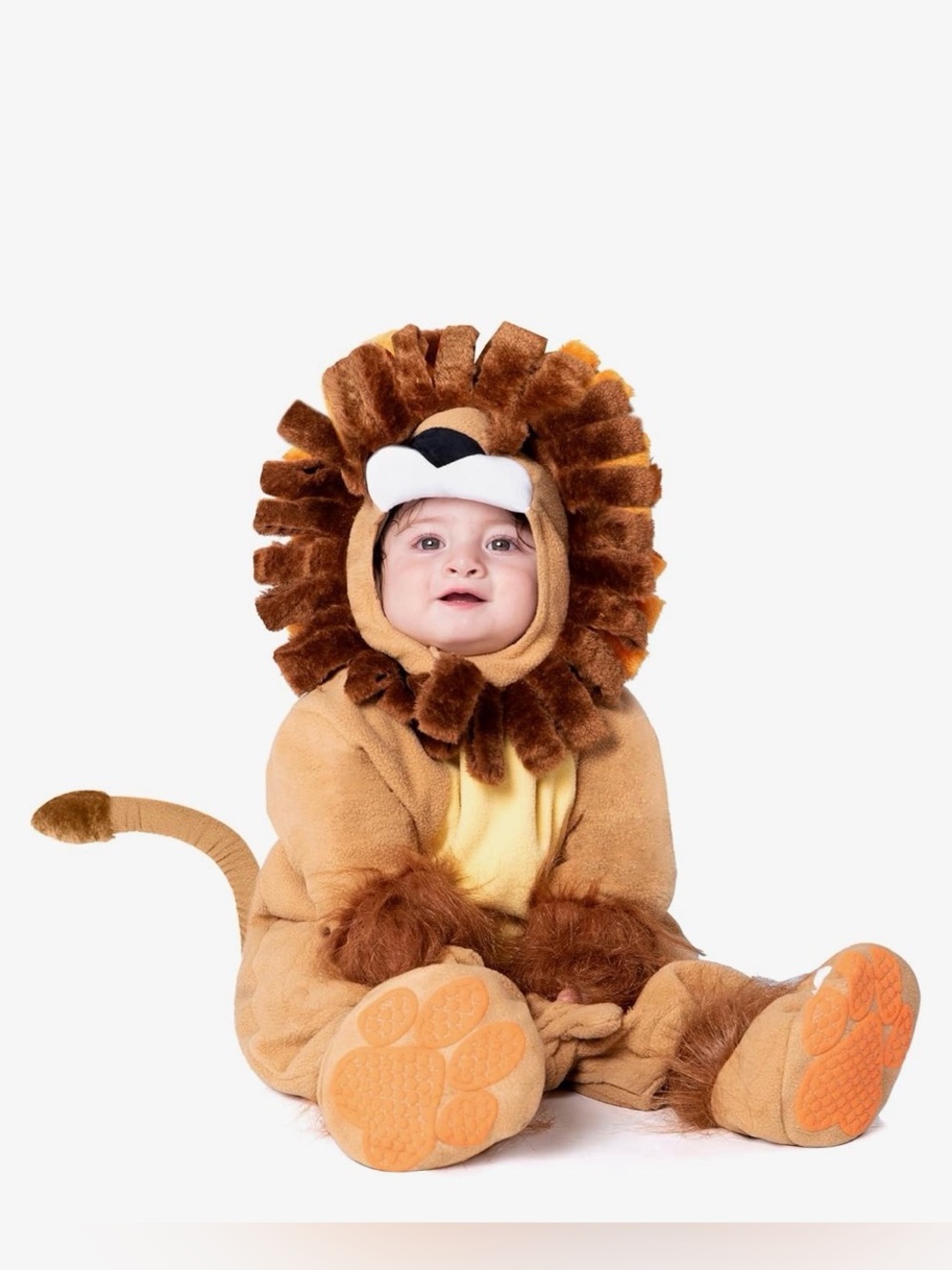 A359 Toddler Lion Costume Plush Hooded Jumpsuit - Brown